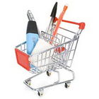 Chiny Retail Shop Equipment heavy duty shopping cart with red plastic advertisement board firma