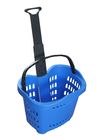 Chiny Colorful Plastic Rolling Shopping Basket With Wheels 55l , Plastic Shopping Trolley Baskets firma