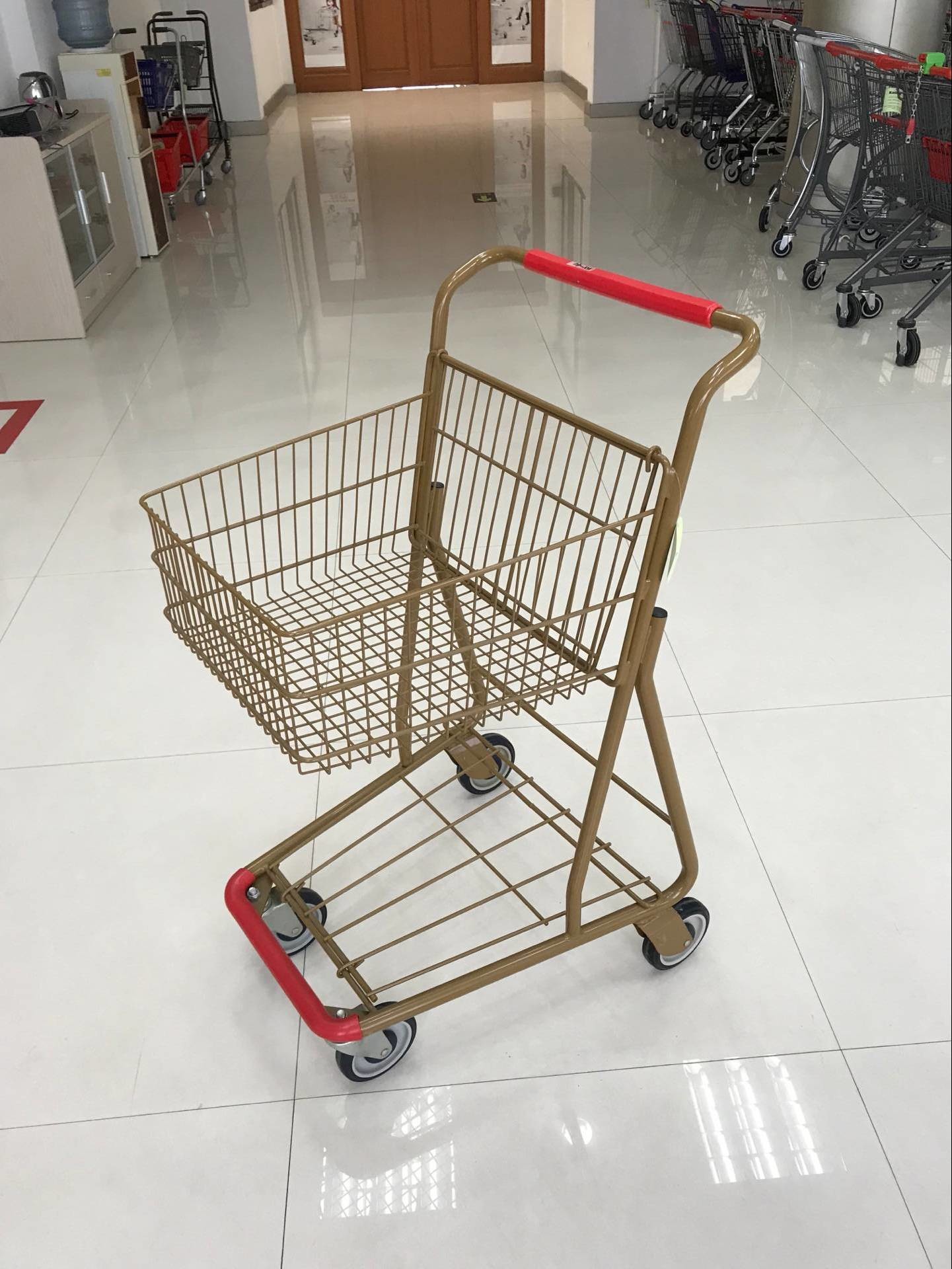 40L Folding Grocery Shopping Trolley , Singel Basket Supermarket Shopping Carts