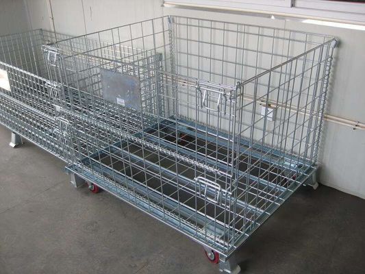 Chiny 4 Sided Grocery Store Wire Mesh storage warehouse Container with four casters fabryka
