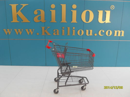 Chiny American Style Metal Supermarket 4 wheel shopping trolley with grey powder coating fabryka