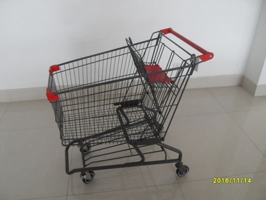 Chiny Durable Grocery Shopping cart trolley With welded low tray and 4x4inch swivel lfat casters fabryka