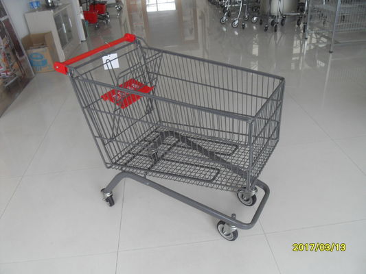 Chiny Large Capacity 4 Wheel Supermarket Shopping Trolley With Red Handle fabryka
