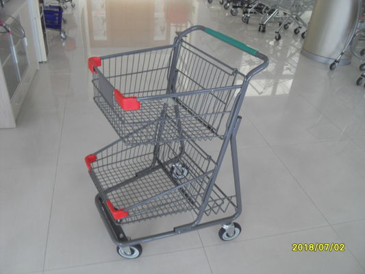 Chiny Wózek na zakupy koszykowy na dwa wózki z powłoką nawierzchniową w kolorze szarym fabryka