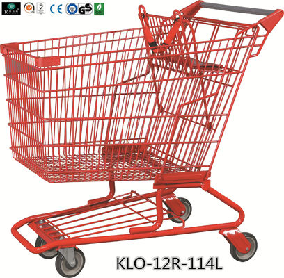 Chiny Czerwony Powder Coating Małe metalowe wózki sklepowe dla seniorów / wózek na zakupy spożywcze fabryka