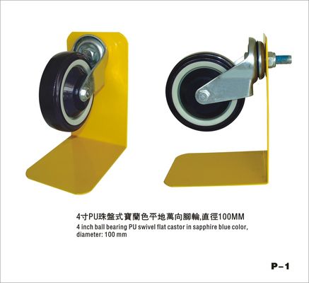 Chiny Heavy Duty PU Swivel Flat Small Castor Wheels For Supermarket Trolley 100mm fabryka