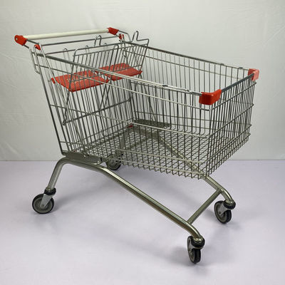 kupować 275L Wózek do supermarketów w europejskim stylu Przewoź metalowy wózek o dużej pojemności ze składanymi podwójnymi fotelikami dziecięcymi online manufacture