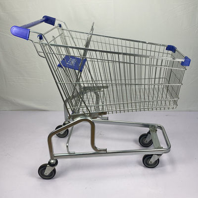 kupować Niemiecki styl 150L Duża pojemność Sklep spożywczy Zakupy w jednym miejscu Supermarket Wózek stalowy Koła PU z niebieskimi plastikowymi częściami online manufacture