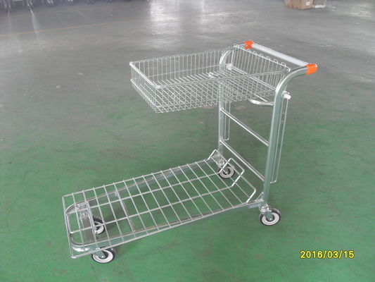 Chiny Supermarket Warehouse Trolley cart with square steel tube base and logo on handle fabryka