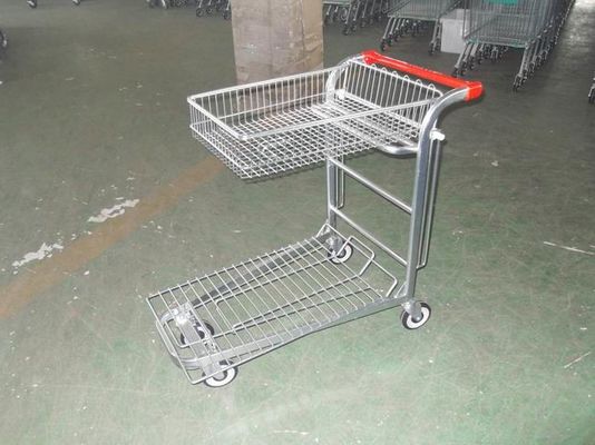Chiny Warehouse cargo plat form trolley with top folding basket and 4 swivel flat casters fabryka