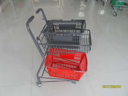 Chiny Two Tier Flat Wheel Airport Shopping Basket Trolley 50L CE / GS / ROSH fabryka