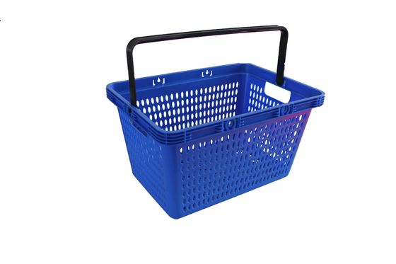 Chiny 28L Blue PP Plastic Shopping Baskets With Handles For Supermarkets / Stores fabryka